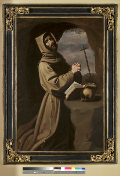 St. Franciscus in gebed in een grot door Francisco de Zurbaran